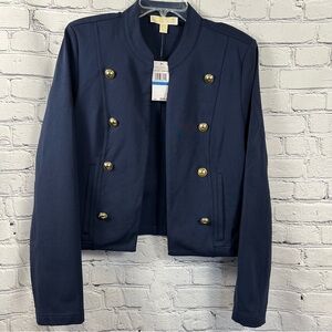 Michael Kors Women’s Blazer Jacket Double Breasted Stretch Knit Midnight Navy XL